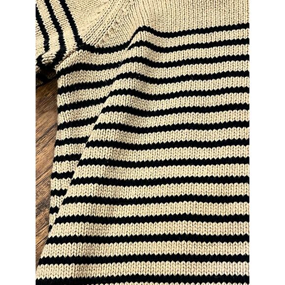 CeCe XL Stripe Shoulder Gold Button Sweater In Cappuccino Brown Black Stripes - Picture 3 of 12